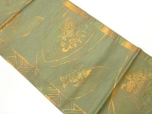 本場筑前博多曲線に抽象花葉模様織出し名古屋帯